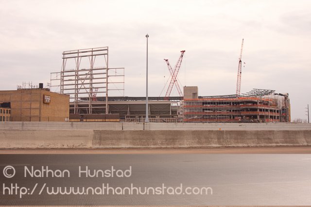 Construction on Target Field, the new Twins stadium, in downtown Minneapolis.